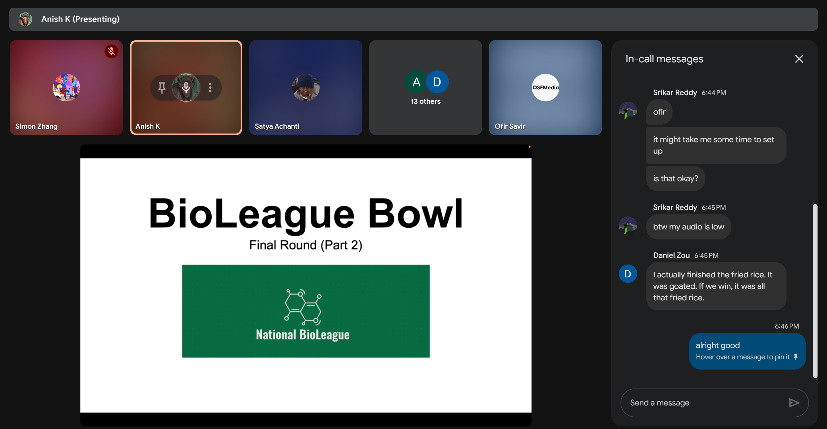 BioLeague science bowl finals moment